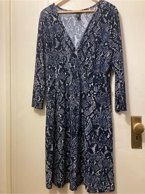 INC Navy and White Office Dress, Size XL